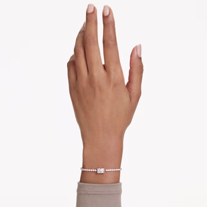 Swarovski Mixed Cuts Matrix Tennis Bracelet, White and Rose Gold Tone Plated