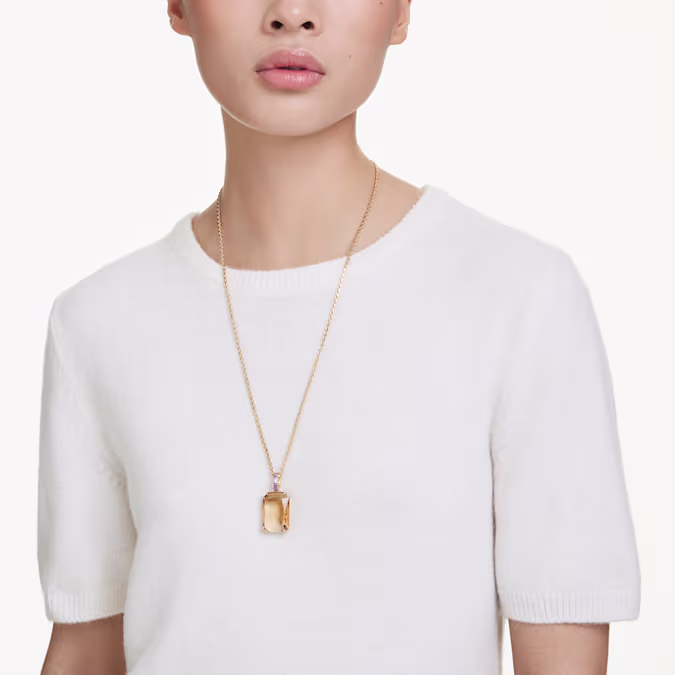 Swarovski Octagon Cut Millenia Pendant Necklace, Caramel and Gold Tone Plated