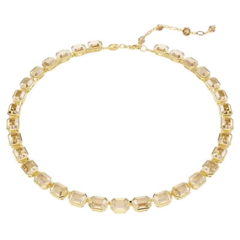 Swarovski Octagon Cut Millenia Tennis Necklace, Yellow and Gold Tone Plated