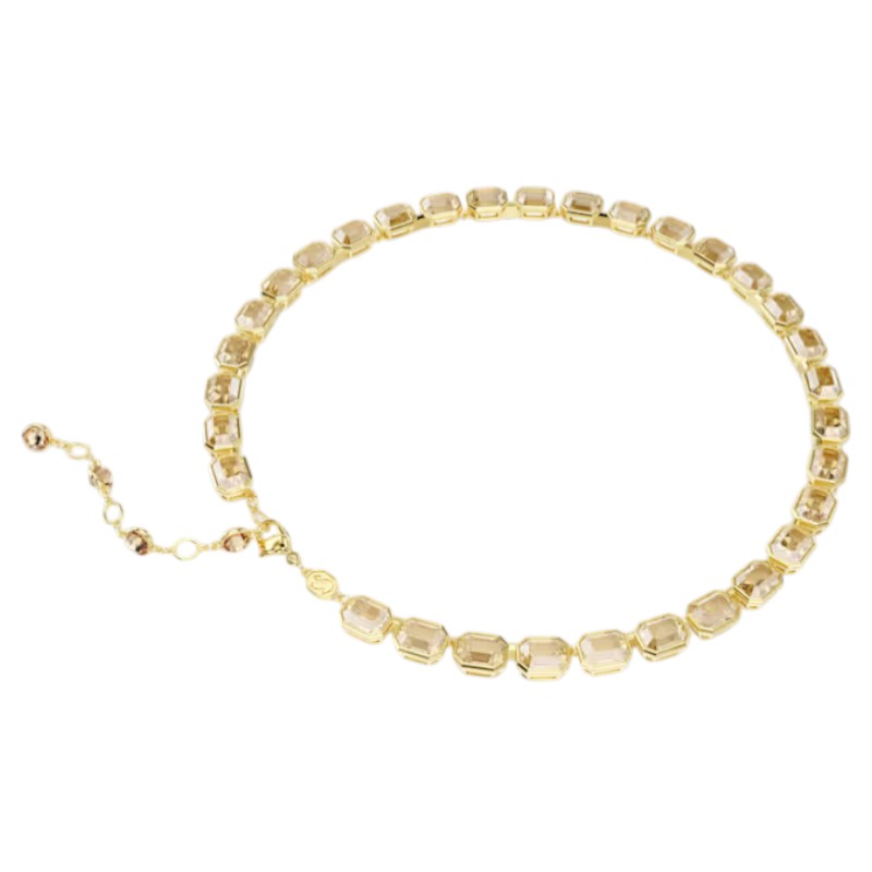 Swarovski Octagon Cut Millenia Tennis Necklace, Yellow and Gold Tone Plated