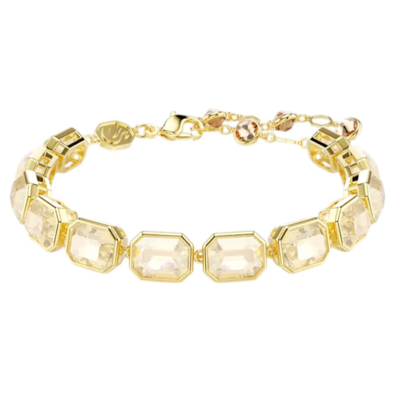 Swarovski Octagon Cut Millenia Tennis Bracelet, Caramel and Gold Tone Plated