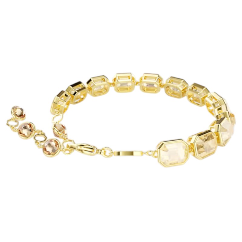Swarovski Octagon Cut Millenia Tennis Bracelet, Caramel and Gold Tone Plated