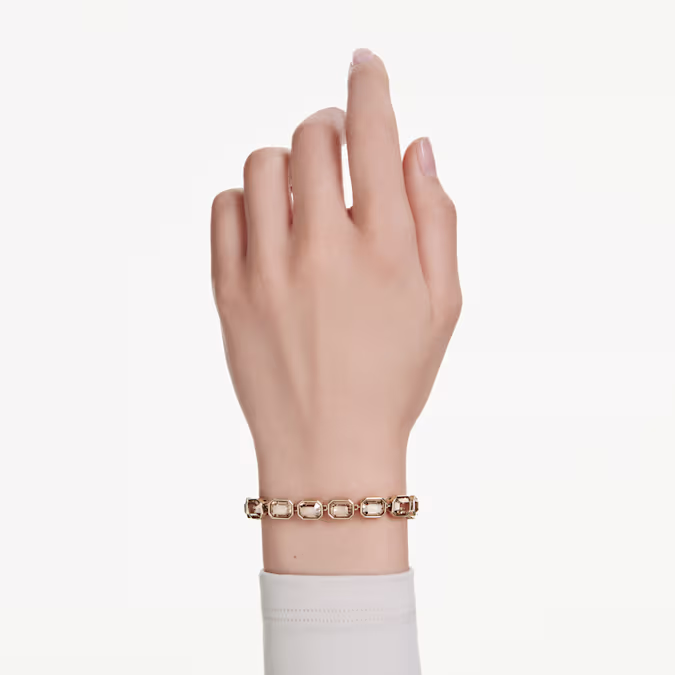 Swarovski Octagon Cut Millenia Tennis Bracelet, Caramel and Gold Tone Plated