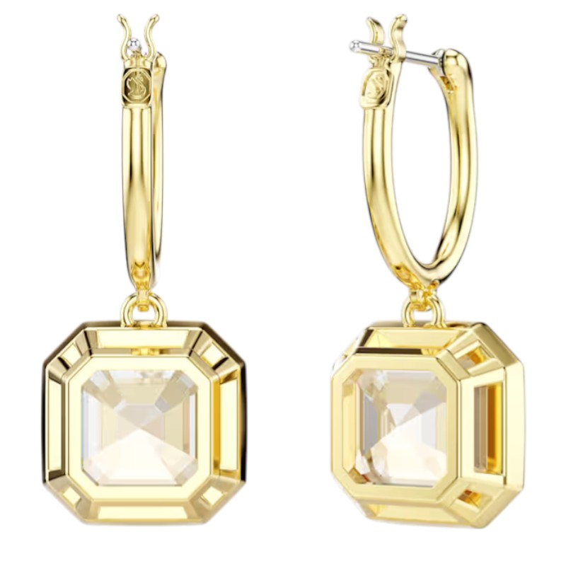 Swarovski Square Cut Millenia Drop Earrings, Caramel and Gold Tone Plated