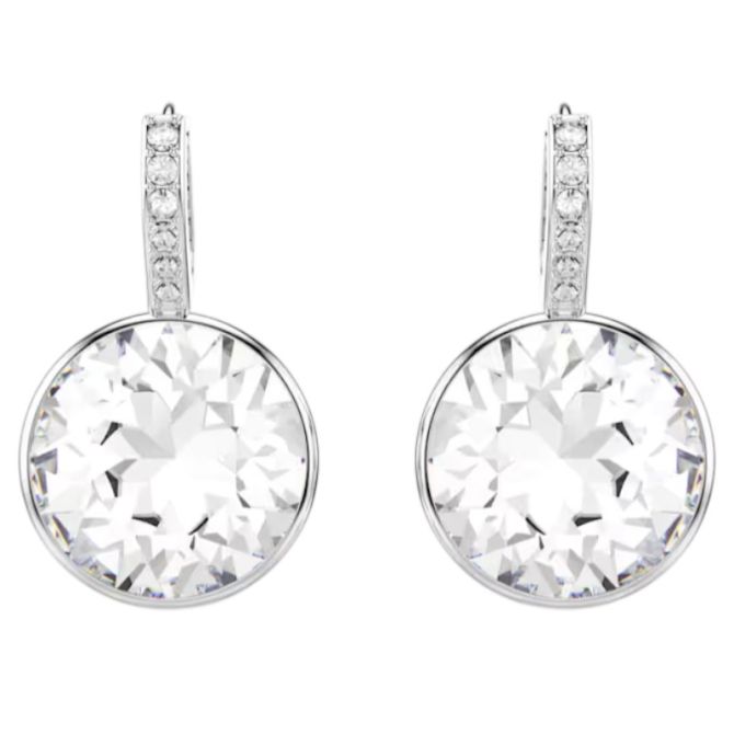 Swarovski Round Cut Millenia Drop Earrings, White and Rhodium Plated