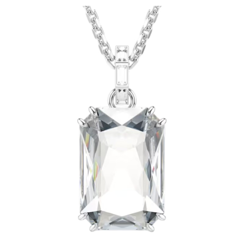 Swarovski Octagon Cut Millenia Pendant Necklace, White and Rhodium Plated