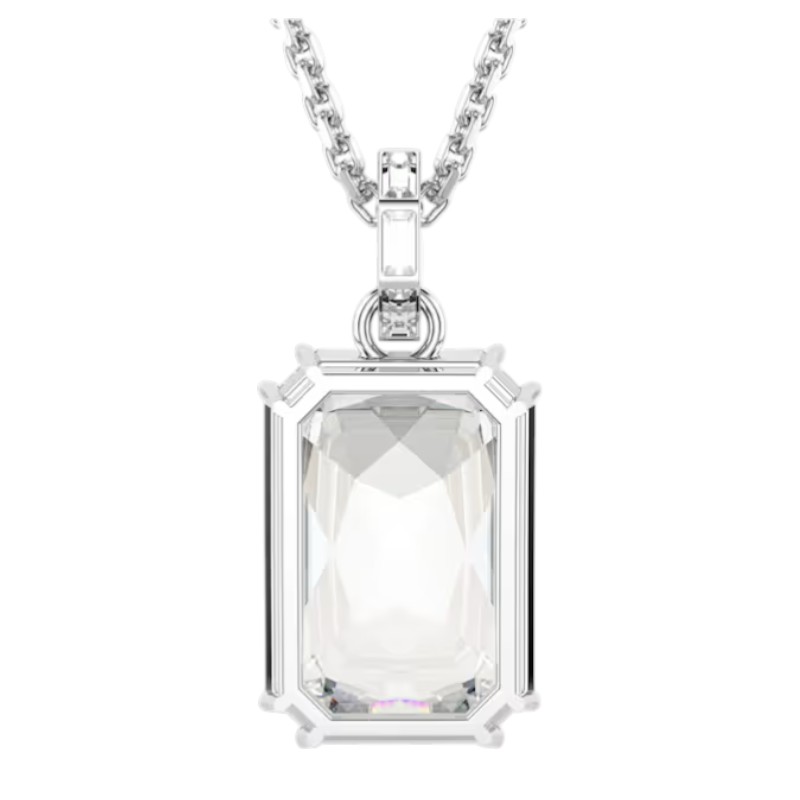 Swarovski Octagon Cut Millenia Pendant Necklace, White and Rhodium Plated