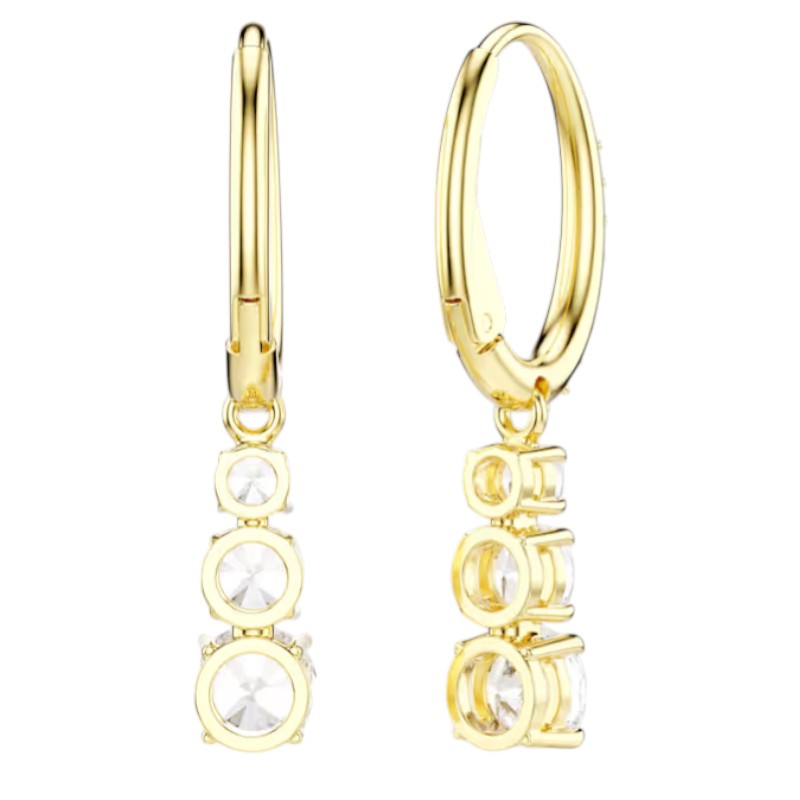 Swarovski Round Cut Stila Attract Hoop Earrings, White and Gold Tone Plated
