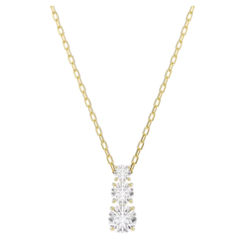 Swarovski Round Cut Stilla Attract Pendant Necklace, White and Gold Tone Plated