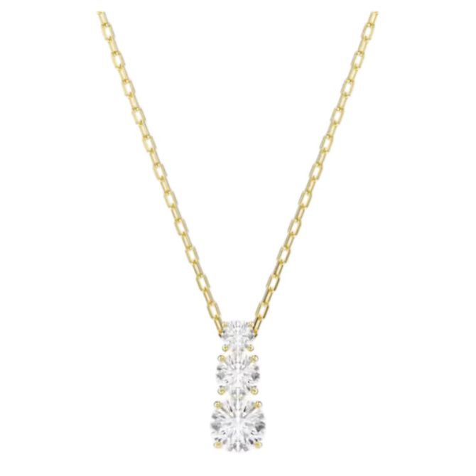 Swarovski Round Cut Stilla Attract Pendant Necklace, White and Gold Tone Plated