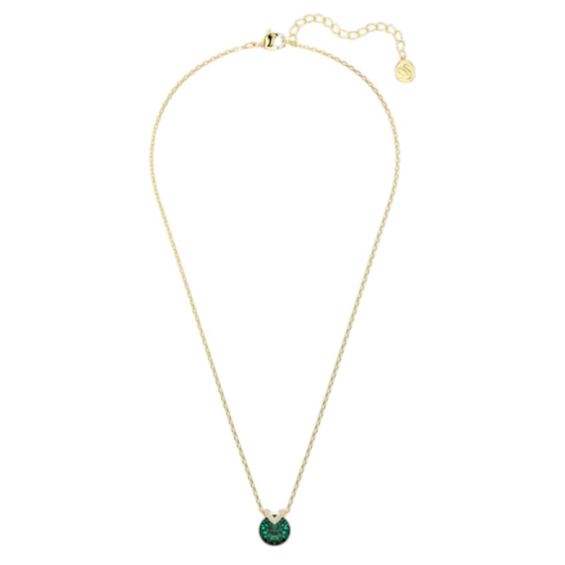 Swarovski Round Cut Bella V Pendant Necklace, Green and Rhodium Plated