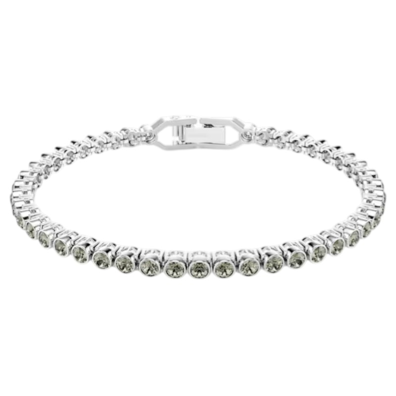 Swarovski Round Cut Imber Emily Tennis Bracelet, Black and Rhodium Plated