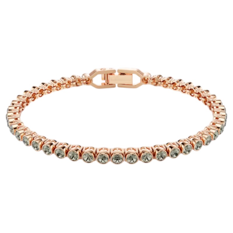 Swarovski Round Cut Imber Emily Tennis Bracelet, Black and Rose Gold Tone Plated