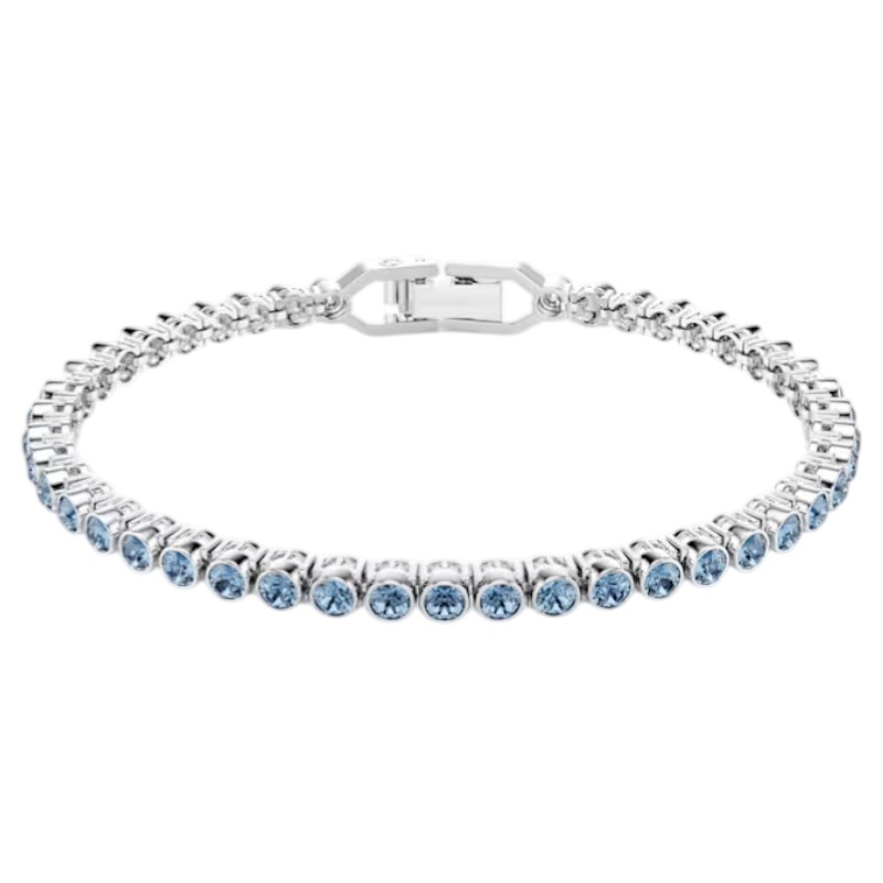 Swarovski Round Cut Imber Emily Tennis Bracelet, Blue and Rhodium Plated