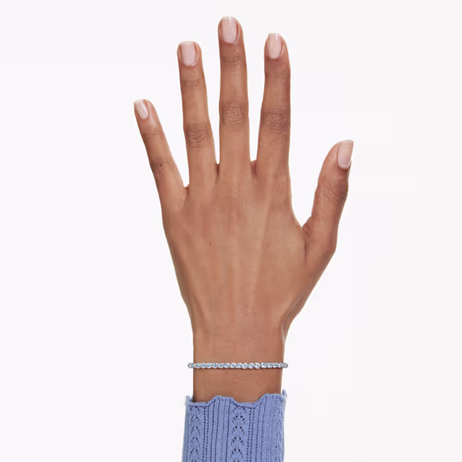 Swarovski Round Cut Imber Emily Tennis Bracelet, Blue and Rhodium Plated
