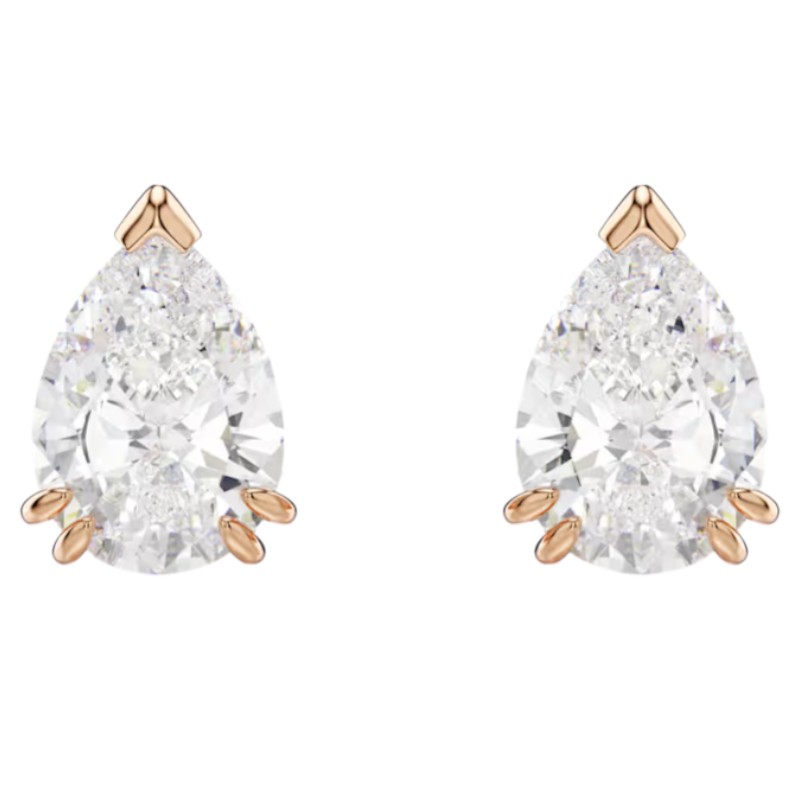 Swarovski Pear Cut Stilla Stud Earrings, White and Rose Gold Tone Plated