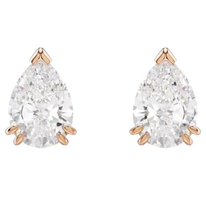 Swarovski Pear Cut Stilla Stud Earrings, White and Rose Gold Tone Plated
