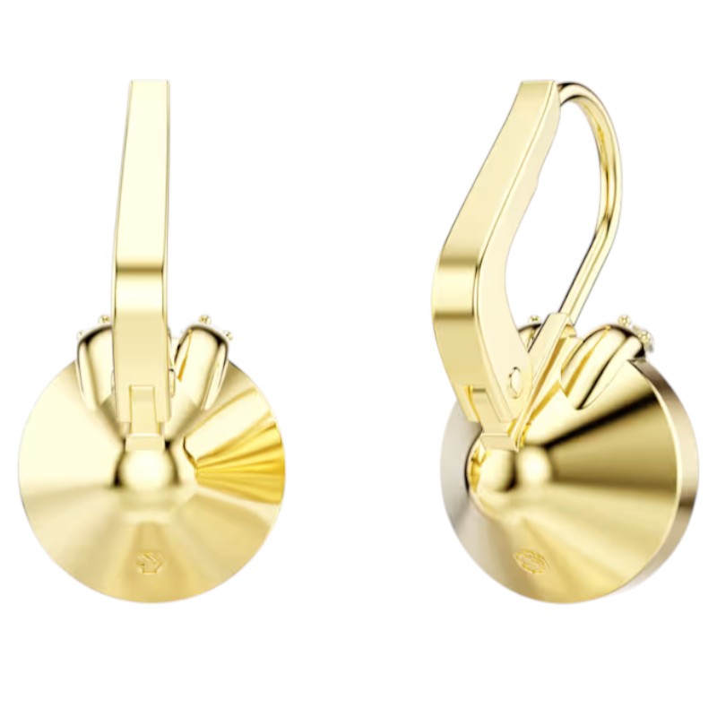 Swarovski Round Cut Bella V Drop Earrings, Green and Gold Tone Plated