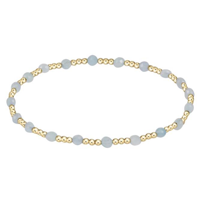 Enewton Gold Sincerity Pattern 3mm Bead Bracelet, Aquamarine