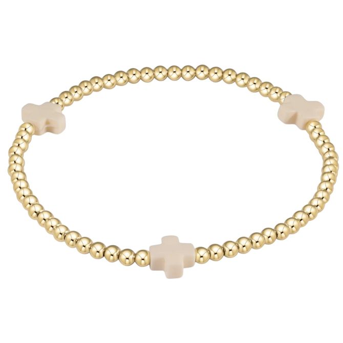 Enewton Signature Extended Cross Pattern 3mm Bead Bracelet, Off White