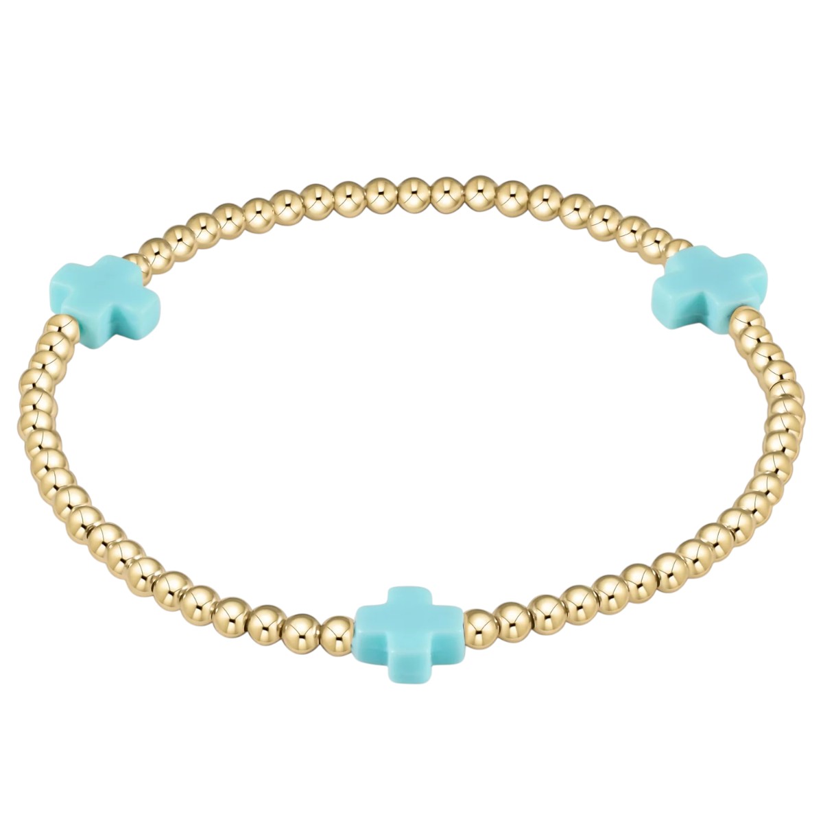 Enewton Signature Extended Cross Pattern 3mm Bead Bracelet, Light Blue