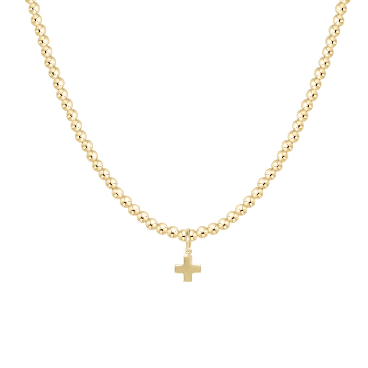 Enewton Choker Classic Gold 3mm Bead Bracelet, Signature Cross Gold Charm