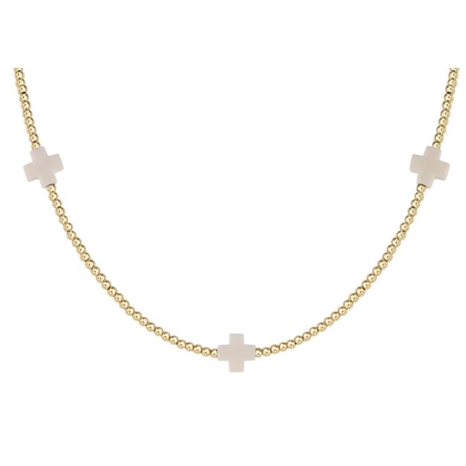Enewton Off White Signature Cross15" Choker, Gold