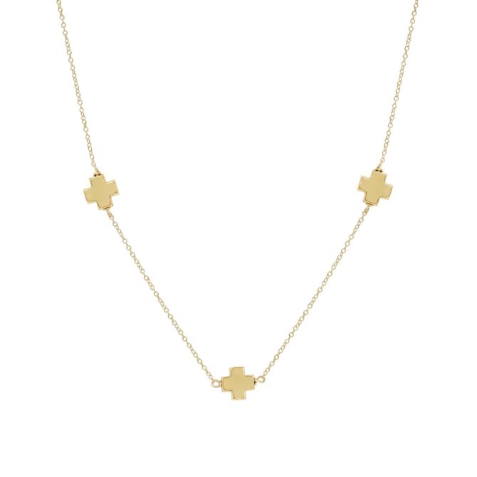 Enewton Signature Cross And Simplicity Chain Choker Necklace, Yellow Gold