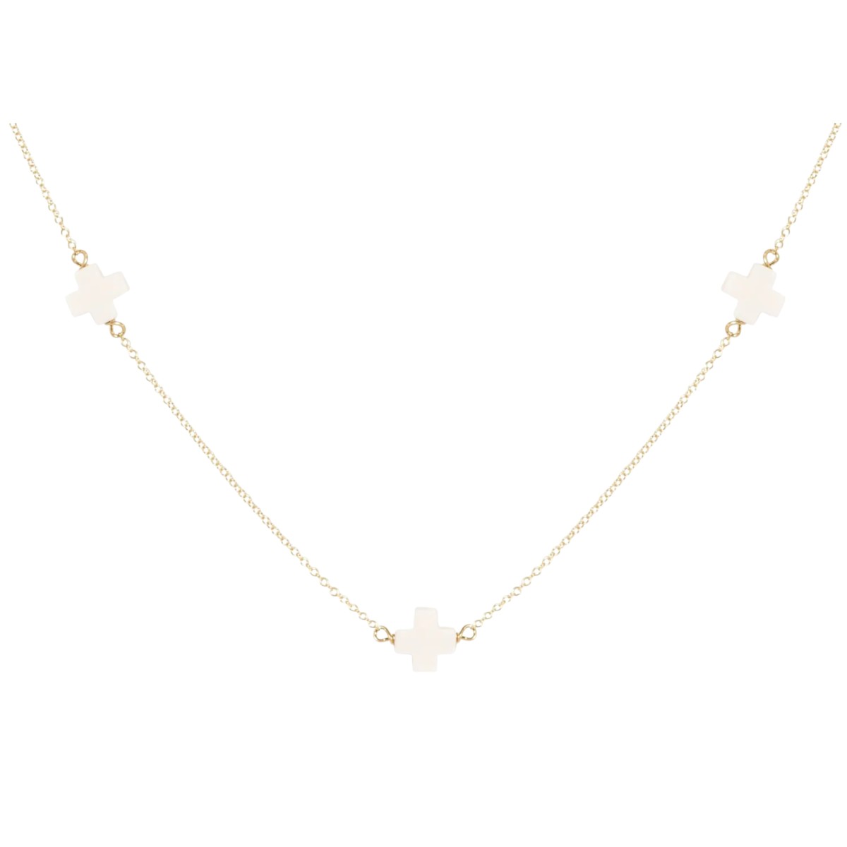Enewton Choker Simplicity Chain Signature Cross in Off White Necklace, Gold