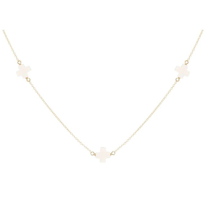 Enewton Choker Simplicity Chain Signature Cross in Off White Necklace, Gold