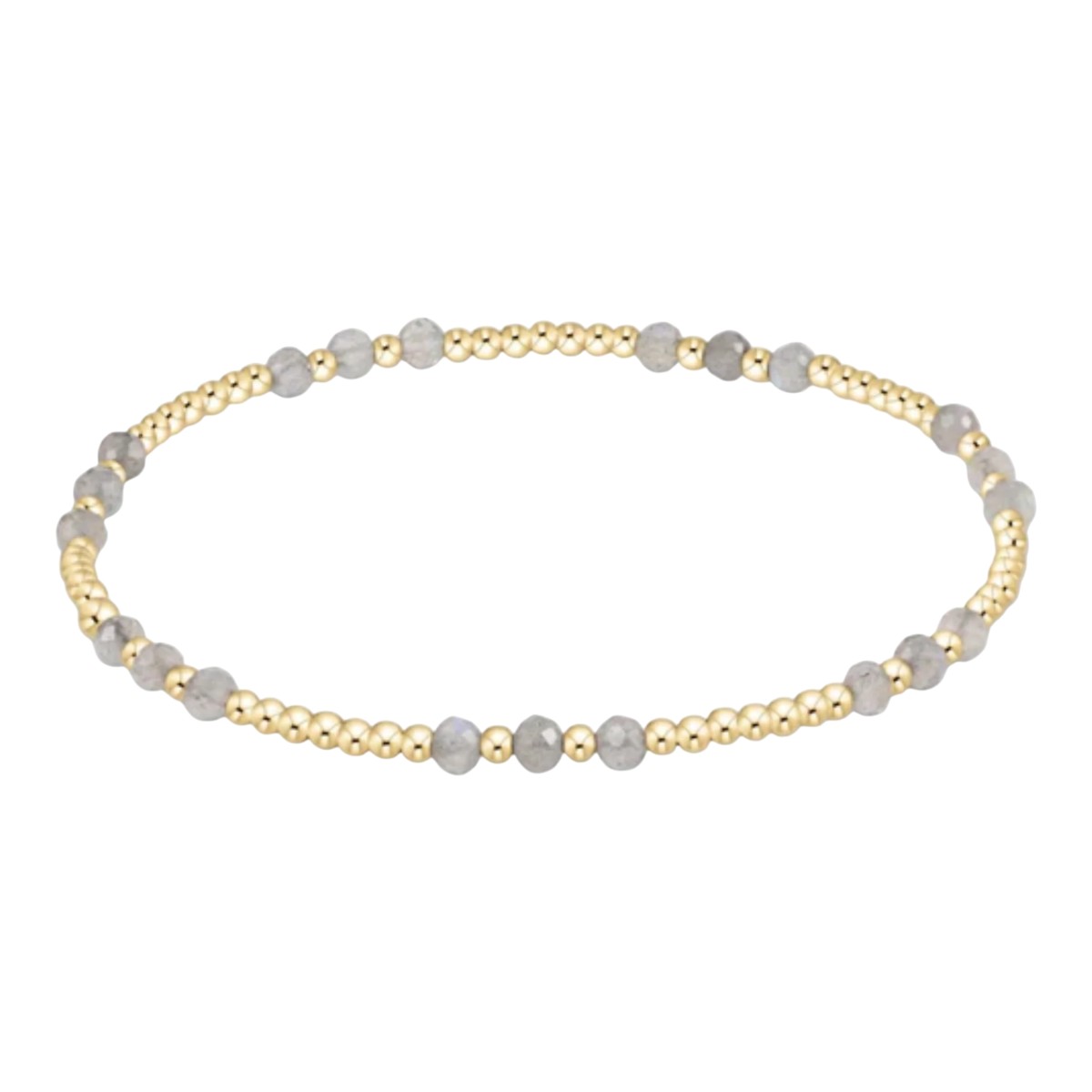Enewton Yellow Gold Blissful Pattern 2mm Bead with Labradorite Stretch Bracelet, Labradorite
