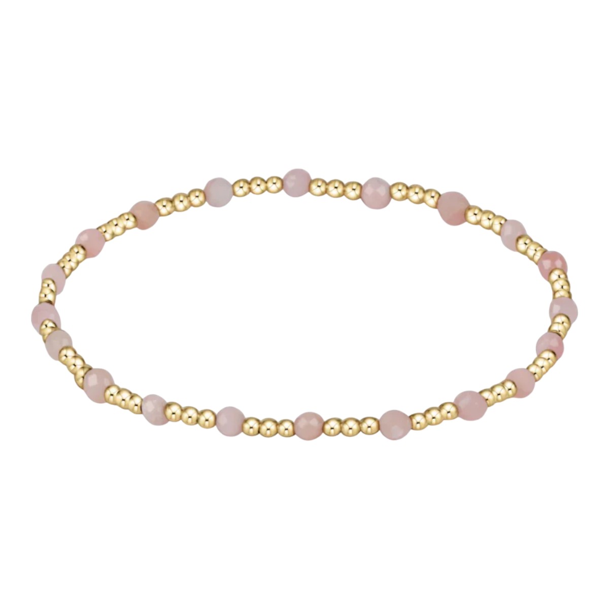 Enewton Yellow Gold Gemstone Sincerity Pattern 3mm Bead Bracelet, Pink Opal