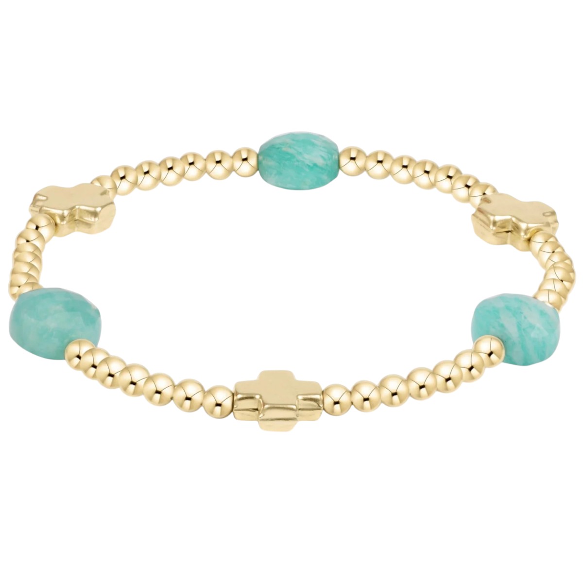 Enewton Signature Cross Admire Gold Pattern 3mm Bea Bracelet, Amazonite