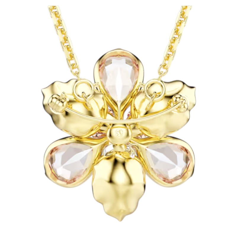 Swarovski Mixed Cuts Flower Idyllia Pendant and Brooch, Multicolored and Gold Tone Plated