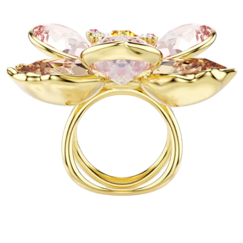 Swarovski Mixed Cuts Flower Idyllia Motif Ring, Multicolored and Gold Tone Plated