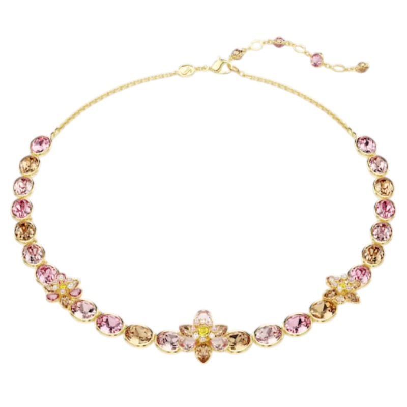Swarovski Mixed Cuts Flower Idyllia Necklace, Multicolored and Gold Tone Plated
