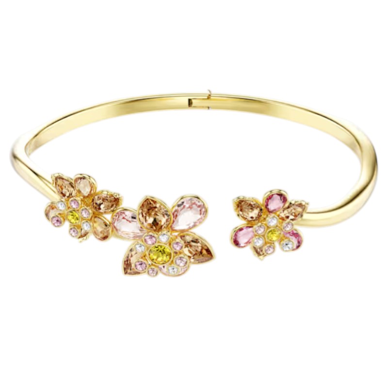 Swarovski Mixed Cuts Flower Idyllia Bangle, Multicolored and Gold Tone Plated