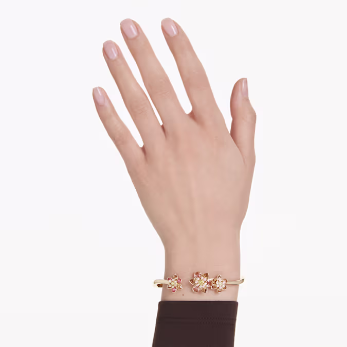 Swarovski Mixed Cuts Flower Idyllia Bangle, Multicolored and Gold Tone Plated