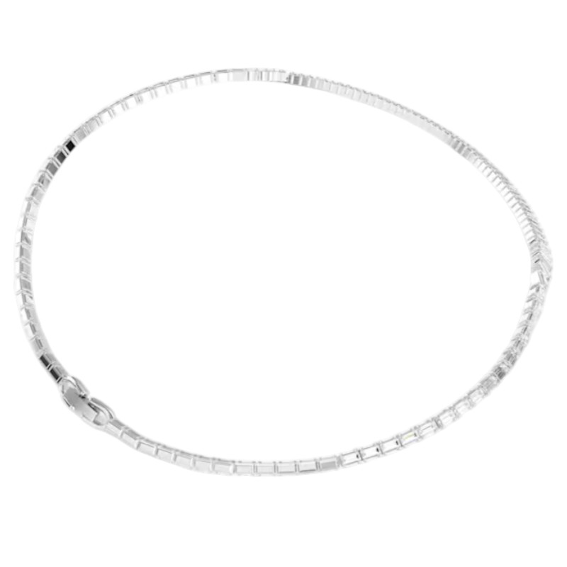 Swarovski Baguette Cut Matrix Necklace, White and Rhodium Plated