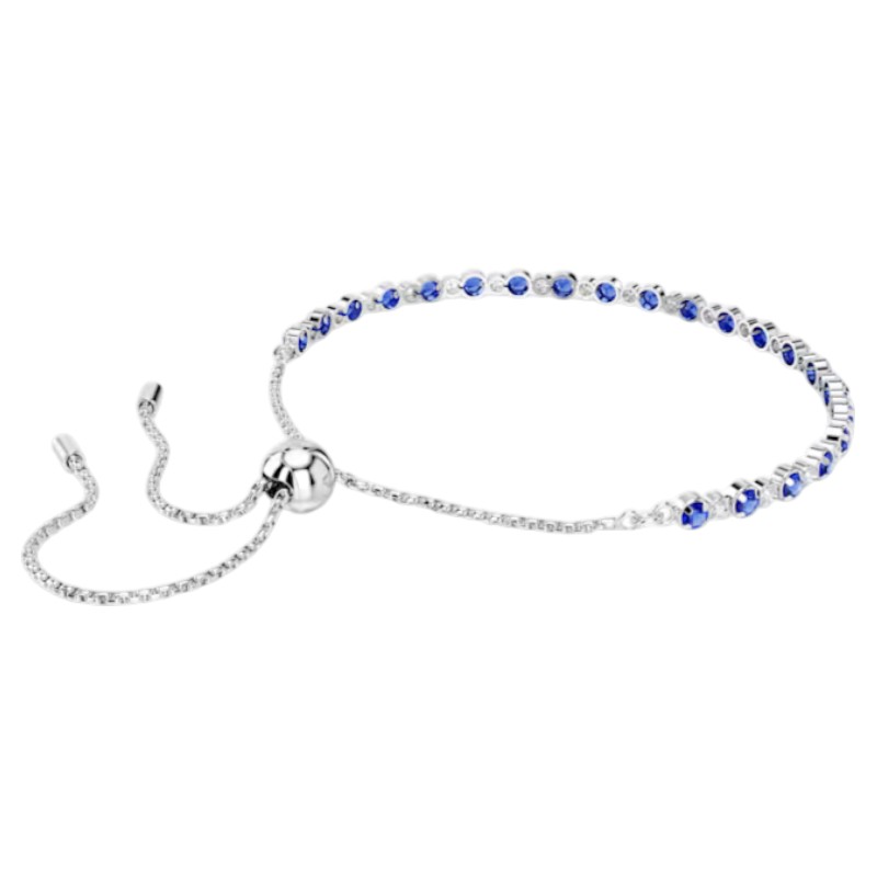 Swarovski Mixed Round Cuts Matrix Tennis Bracelet, Blue and Rhodium Plated