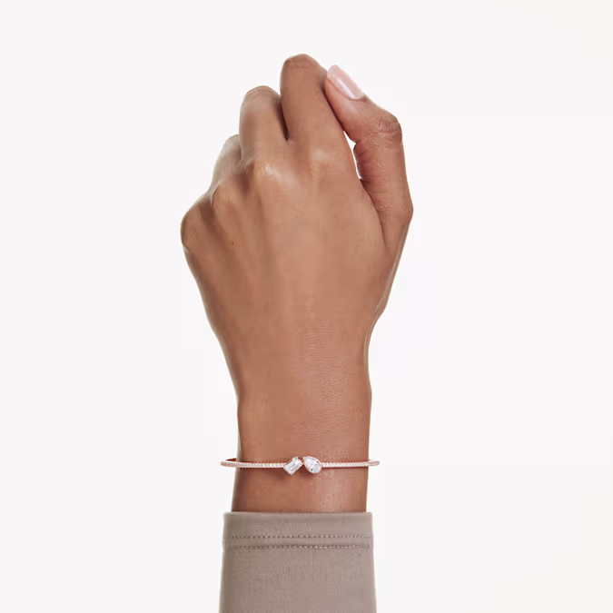 Swarovski Mixed Cuts Mesmera Bangle Bracelet, White and Rose Gold Tone Plated