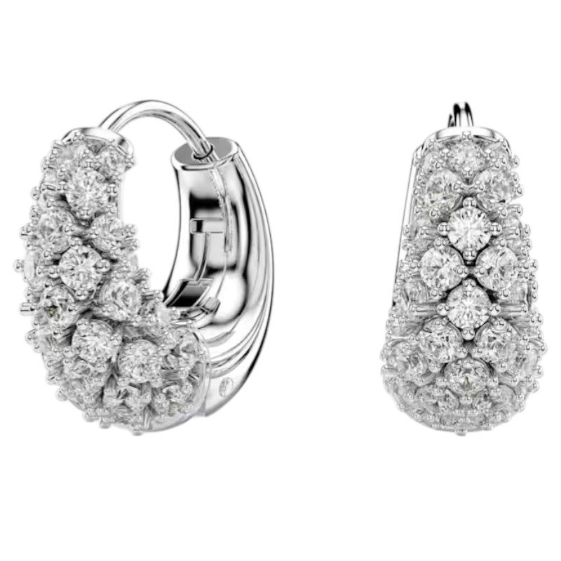 Swarovski Sublima Earrings, White and Rhodium Plated