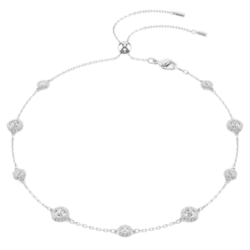 Swarovski Round Cut Double Sided Motifs Una Angelic Necklace, White and Rhodium Plated