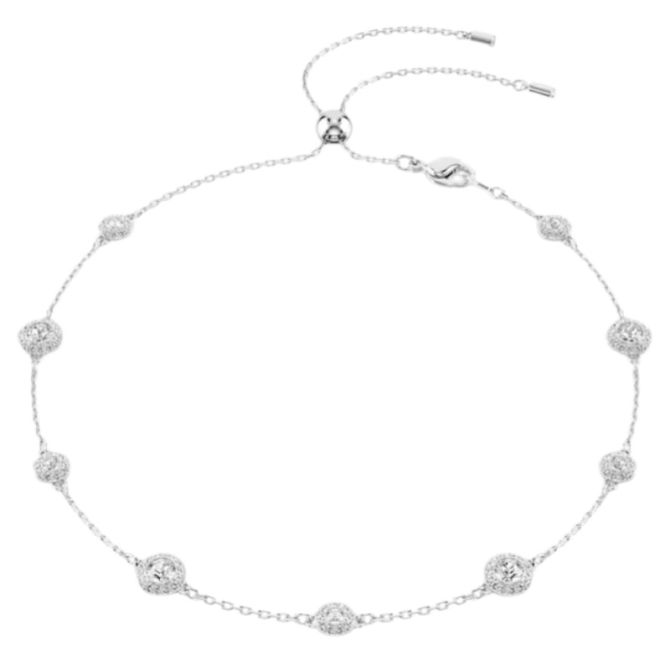 Swarovski Round Cut Double Sided Motifs Una Angelic Necklace, White and Rhodium Plated