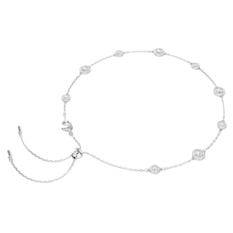 Swarovski Round Cut Double Sided Motifs Una Angelic Necklace, White and Rhodium Plated