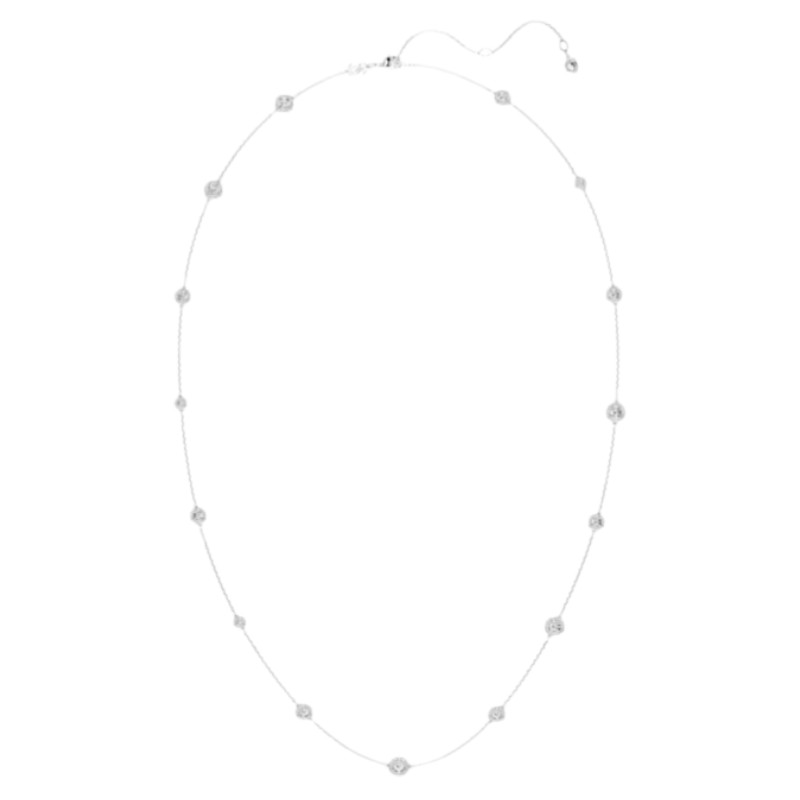Swarovski Round Cut Una Angelic Strandage Necklace, White and Rhodium Plated