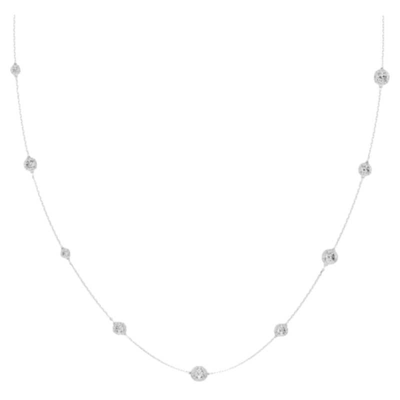 Swarovski Round Cut Una Angelic Strandage Necklace, White and Rhodium Plated