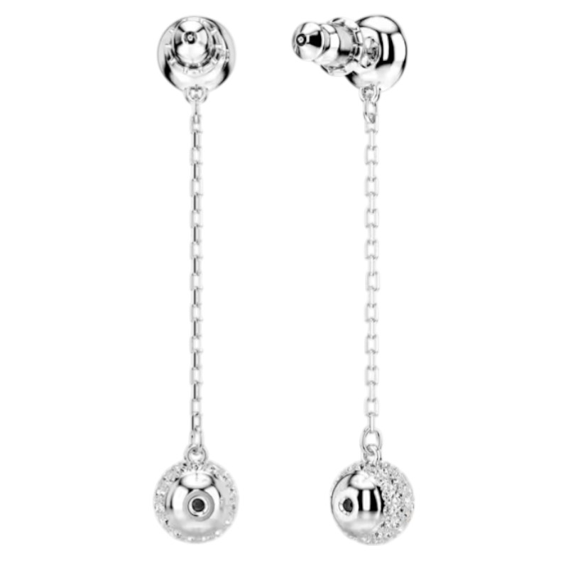 Swarovski Round Cut Una Angelic Drop Earrings, White and Rhodium Plated