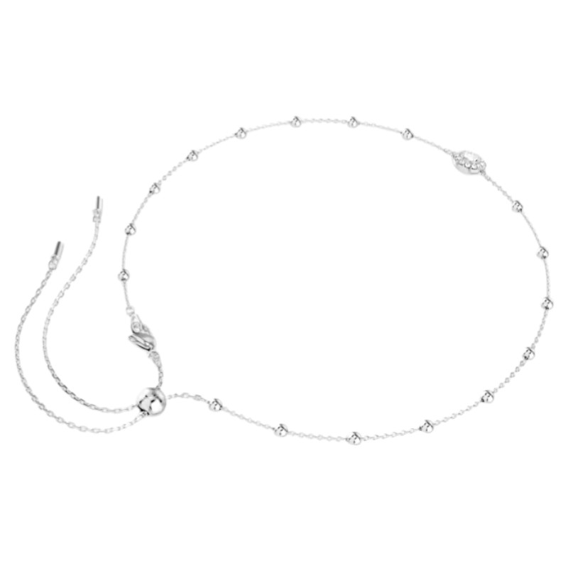 Swarovski Round Cut Double Sided Motifs Una Angelic Pendant Necklace, White and Rhodium Plated