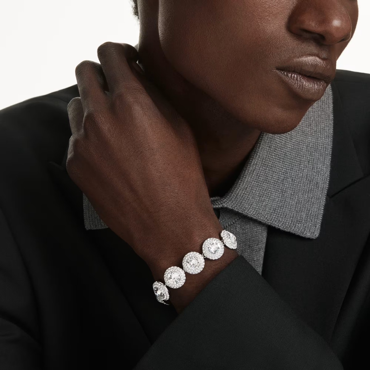 Swarovski Una Angelic Bracelet, White and Rhodium Plated